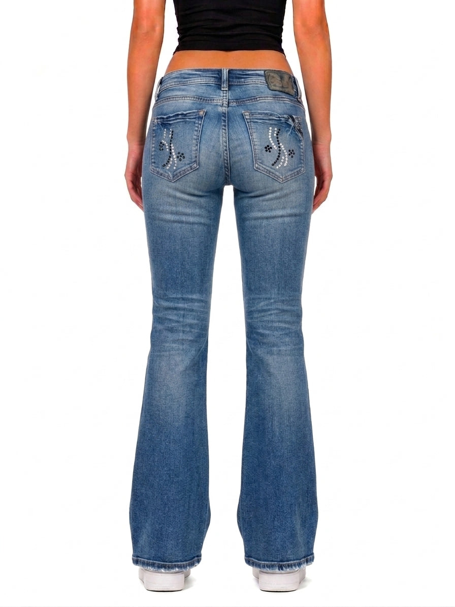 Silver Japan Style Jeans | Size XS | Flared Bootcut